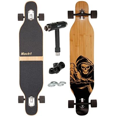 FunTomia Longboard Camber avec roulement à billes Mach1 en céramique Flex1 Drop Through Cruiser Freeride Skate complet avec outil en T - Publicité FunTomia Longboard Camber avec roulement à billes Mach1 en céramique Flex1 Drop Through Cruiser Freeride Skate complet avec outil en T - Publicité
