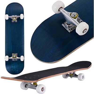 COSTWAY Skateboard en Bois d'Erable à 7 Couches, Planche à roulettes avec 4 Roues en PU, 80x20cm, Support 50KG pour Jeunes ou Débutants (Bleu) - Publicité COSTWAY Skateboard en Bois d'Erable à 7 Couches, Planche à roulettes avec 4 Roues en PU, 80x20cm, Support 50KG pour Jeunes ou Débutants (Bleu) - Publicité