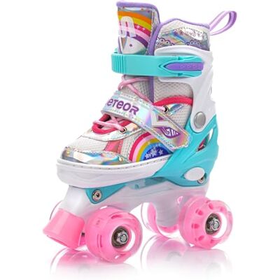 meteor Patins à roulettes pour Enfants et Adolescents Rollers en Ligne réglables avec 4 Roues chacune Patins à roulettes rétro pour Filles et garçons - Publicité meteor Patins à roulettes pour Enfants et Adolescents Rollers en Ligne réglables avec 4 Roues chacune Patins à roulettes rétro pour Filles et garçons - Publicité