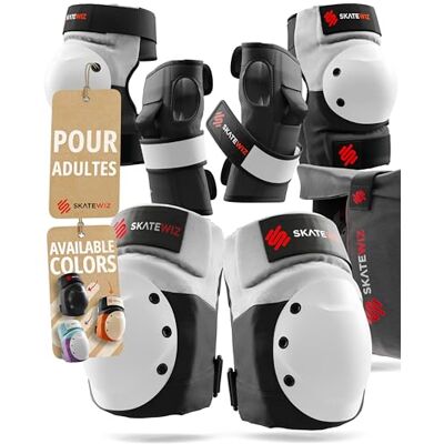 SKATEWIZ Protection Roller Adulte Protection Skateboard Adulte et Adolescents Kit de Genouillère Skateboard e Patin a Roulette Fille Protege Genoux Shield Taille M Gris Blanc - Publicité SKATEWIZ Protection Roller Adulte Protection Skateboard Adulte et Adolescents Kit de Genouillère Skateboard e Patin a Roulette Fille Protege Genoux Shield Taille M Gris Blanc - Publicité