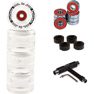FunTomia Lot de 4 grosses roues de skateboard ou longboard à LED 65 x 45 mm 80 A avecroulements et espaceurs magnétique Mach1®, dureté 80 A, 4x weiße LED Rollen + 1x T-Tool - Publicité FunTomia Lot de 4 grosses roues de skateboard ou longboard à LED 65 x 45 mm 80 A avecroulements et espaceurs magnétique Mach1®, dureté 80 A, 4x weiße LED Rollen + 1x T-Tool - Publicité