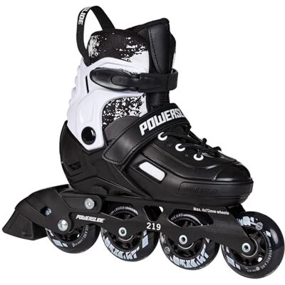 Powerslide Khaan Junior SQD Patins à roulettes réglables pour filles et garçons Noir/blanc - Publicité Powerslide Khaan Junior SQD Patins à roulettes réglables pour filles et garçons Noir/blanc - Publicité