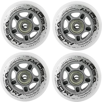 Roues de patins en ligne blanches PU 76mm-82A NILS EXTREME - Publicité Roues de patins en ligne blanches PU 76mm-82A NILS EXTREME - Publicité
