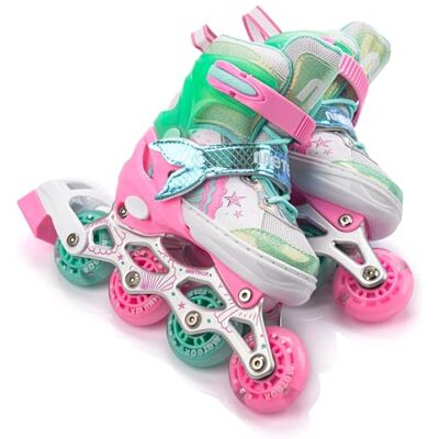 Patins à roulettes pour Enfants 4 en 1 réglables 25-37 – Rollers, quads et Glace – Coque Haute Stable, Roues PU, ABEC-7 – par Meteor - Publicité Patins à roulettes pour Enfants 4 en 1 réglables 25-37 – Rollers, quads et Glace – Coque Haute Stable, Roues PU, ABEC-7 – par Meteor - Publicité