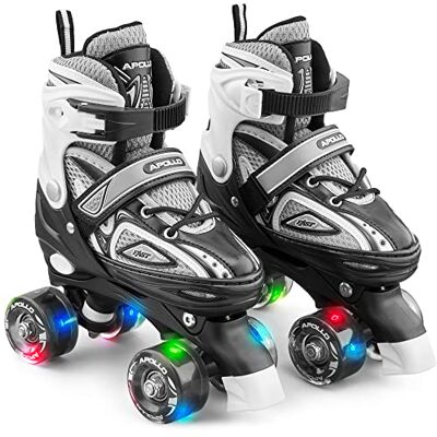 Apollo Patins à roulettes Filles et Garçons Super Quad X Pro Réglables pour Enfants – Roller Enfants Garçons et Filles LED Confortables et à Taille Réglable Patins à roulettes Tailles 31-42 - Publicité Apollo Patins à roulettes Filles et Garçons Super Quad X Pro Réglables pour Enfants – Roller Enfants Garçons et Filles LED Confortables et à Taille Réglable Patins à roulettes Tailles 31-42 - Publicité