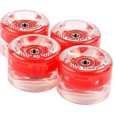FunTomia Lot de 4 grosses roues de skateboard ou longboard à LED 65 x 45 mm 80 A avecroulements et espaceurs magnétique Mach1®, dureté 80 A, 4x rote LED Rollen - Publicité FunTomia Lot de 4 grosses roues de skateboard ou longboard à LED 65 x 45 mm 80 A avecroulements et espaceurs magnétique Mach1®, dureté 80 A, 4x rote LED Rollen - Publicité