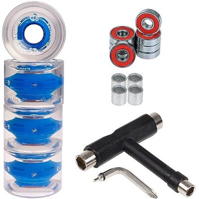 FunTomia Lot de 4 roues LED pour longboard/skateboard (Big Wheels) 70 x 51 mm 80 A avec roulements ABEC-9 et espaceurs en métal Dureté 80 A + Clé T-Tool - Publicité FunTomia Lot de 4 roues LED pour longboard/skateboard (Big Wheels) 70 x 51 mm 80 A avec roulements ABEC-9 et espaceurs en métal Dureté 80 A + Clé T-Tool - Publicité