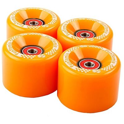 FunTomia Lot de 4 grosses roues de skateboard ou longboard à LED 65 x 45 mm 80 A avecroulements et espaceurs magnétique Mach1®, dureté 80 A, 4x orange Rollen - Publicité FunTomia Lot de 4 grosses roues de skateboard ou longboard à LED 65 x 45 mm 80 A avecroulements et espaceurs magnétique Mach1®, dureté 80 A, 4x orange Rollen - Publicité
