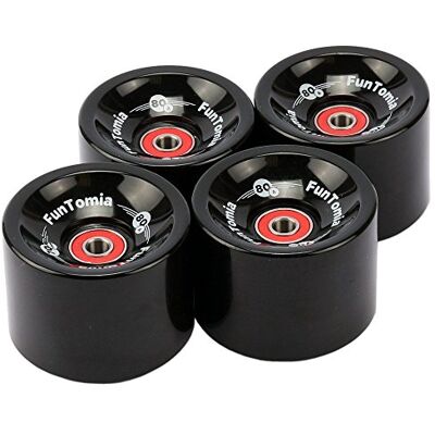 FunTomia Lot de 4 roues de longboard 70 x 51 mm 80 A avec roulement à billes Mach1 Noir - Publicité FunTomia Lot de 4 roues de longboard 70 x 51 mm 80 A avec roulement à billes Mach1 Noir - Publicité
