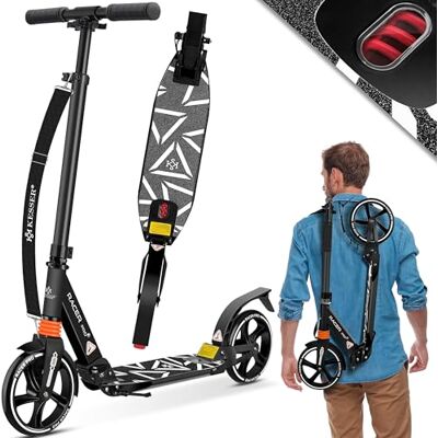 KESSER® Cityroller Trottinette avec grosses roues en polyuréthane de 205 mm PRO-S, double suspension, pliable et réglable en hauteur, convient en ville, pour adultes et enfants - Publicité KESSER® Cityroller Trottinette avec grosses roues en polyuréthane de 205 mm PRO-S, double suspension, pliable et réglable en hauteur, convient en ville, pour adultes et enfants - Publicité