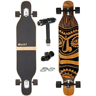 FunTomia Longboard Camber avec roulement à billes Mach1 en céramique Flex1 Drop Through Cruiser Freeride Skate complet avec outil en T - Publicité FunTomia Longboard Camber avec roulement à billes Mach1 en céramique Flex1 Drop Through Cruiser Freeride Skate complet avec outil en T - Publicité