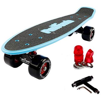 FunTomia® Planche à roulettes Big Wheel Mini-Skateboard 57cm avec roulements ABEC-11 Style Retro Cruiser en Plastique (Bleu avec Big Wheel Roues + T-Tool) - Publicité FunTomia® Planche à roulettes Big Wheel Mini-Skateboard 57cm avec roulements ABEC-11 Style Retro Cruiser en Plastique (Bleu avec Big Wheel Roues + T-Tool) - Publicité