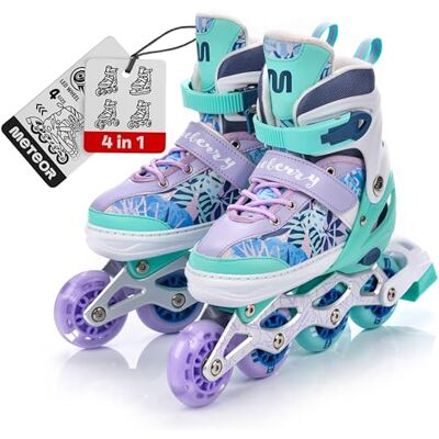 meteor® Inline Skates 4 en 1 pour Enfants Jeunes Adultes Idéal pour Garçons et Filles Taille Réglable (M, Violet) - Publicité meteor® Inline Skates 4 en 1 pour Enfants Jeunes Adultes Idéal pour Garçons et Filles Taille Réglable (M, Violet) - Publicité