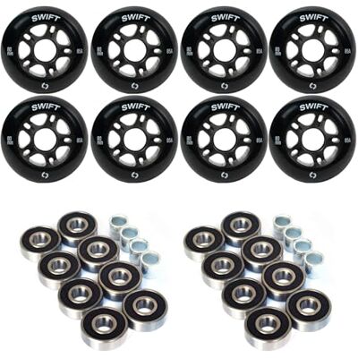 Switch Rollers Blade Lot de 8 roues de roller, 80 mm, 85 A/68 mm, 88 A, avec roulements ABEC 9, roues en ligne, noires - Publicité Switch Rollers Blade Lot de 8 roues de roller, 80 mm, 85 A/68 mm, 88 A, avec roulements ABEC 9, roues en ligne, noires - Publicité