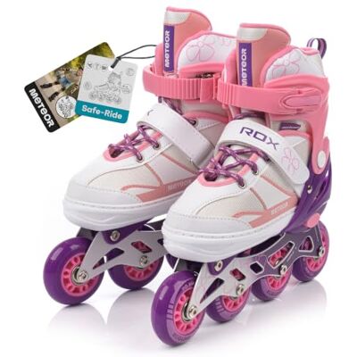 meteor® Patins à roulettes pour enfants, jeunes et adultes Idéal pour les garçons et les filles Taille ajustable (ROX rose, S) - Publicité meteor® Patins à roulettes pour enfants, jeunes et adultes Idéal pour les garçons et les filles Taille ajustable (ROX rose, S) - Publicité