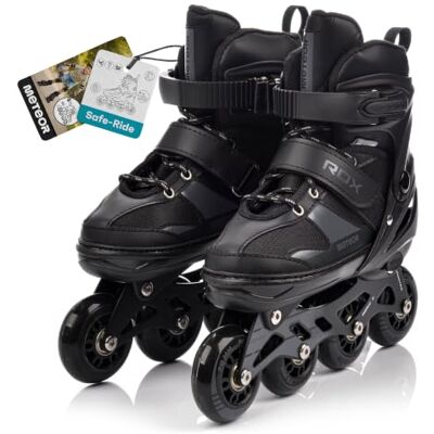 meteor® Patins à roulettes pour enfants, jeunes et adultes Idéal pour les garçons et les filles Taille ajustable (ROX Noir, M) - Publicité meteor® Patins à roulettes pour enfants, jeunes et adultes Idéal pour les garçons et les filles Taille ajustable (ROX Noir, M) - Publicité