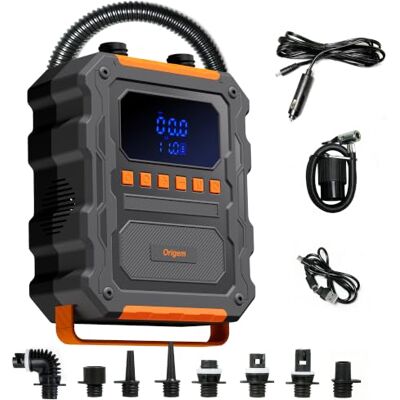 Origem Gonfleur Paddle Électrique 60 PSI Rechargeable, Batterie 20800 mAh Pompe SUP avec 10 embouts, gonflage et dégonflage en 4 min, pour planche paddle, kayak, bateau, tente et pneus - Publicité Origem Gonfleur Paddle Électrique 60 PSI Rechargeable, Batterie 20800 mAh Pompe SUP avec 10 embouts, gonflage et dégonflage en 4 min, pour planche paddle, kayak, bateau, tente et pneus - Publicité