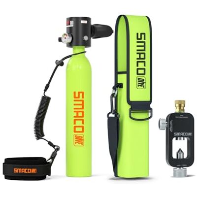 SMACO S300 Mini Bouteille de Plongée Rechargeable 0,5L Petite Bouteille de Plongee sous-Marine Mini Bouteille d'oxygène Plongee pour Respirer sous l'eau Nettoyage du Bateau Source d'air de Secours - Publicité SMACO S300 Mini Bouteille de Plongée Rechargeable 0,5L Petite Bouteille de Plongee sous-Marine Mini Bouteille d'oxygène Plongee pour Respirer sous l'eau Nettoyage du Bateau Source d'air de Secours - Publicité