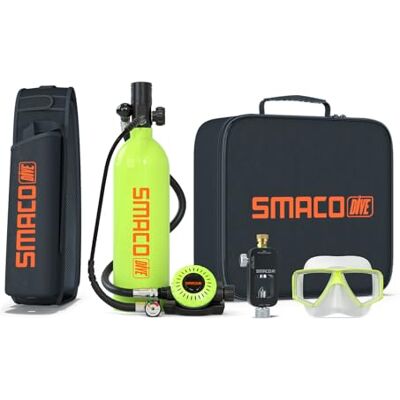 SMACO Mini Bouteille de Plongée Rechargeable 1L Petite Bouteille de Plongee sous-Marine Mini Bouteille d'oxygène Plongee pour Respirer sous l'eau Nettoyage du Bateau Source d'air de Secours S400 Pro - Publicité SMACO Mini Bouteille de Plongée Rechargeable 1L Petite Bouteille de Plongee sous-Marine Mini Bouteille d'oxygène Plongee pour Respirer sous l'eau Nettoyage du Bateau Source d'air de Secours S400 Pro - Publicité