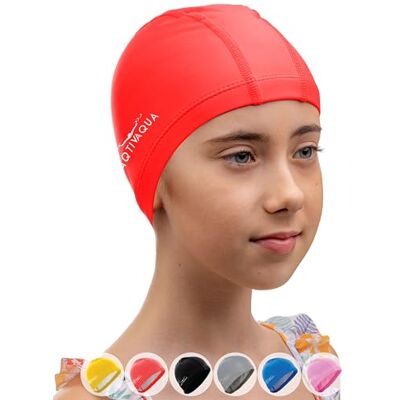 AqtivAqua Bonnet de Bain Enfant Bonnet de Bain Femme Bonnet de Bain Homme Bonnet de Natation Bonnet Piscine Enfants (Rouge, Taille Enfant) - Publicité AqtivAqua Bonnet de Bain Enfant Bonnet de Bain Femme Bonnet de Bain Homme Bonnet de Natation Bonnet Piscine Enfants (Rouge, Taille Enfant) - Publicité