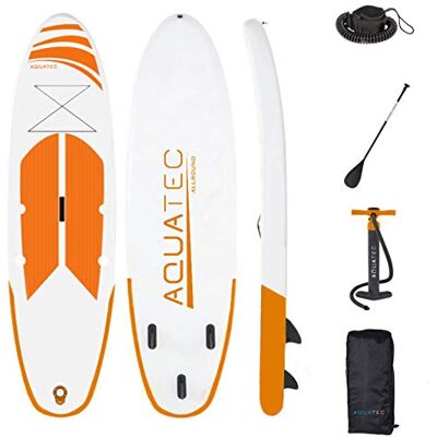 AQUATEC Planche Gonflable Stand Up Paddle Board Sup 320cm ou 350cm avec Pagaie Réglable, Sac à Dos PVC & Pompe Double Action - Publicité AQUATEC Planche Gonflable Stand Up Paddle Board Sup 320cm ou 350cm avec Pagaie Réglable, Sac à Dos PVC & Pompe Double Action - Publicité