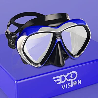 Vision Masque de plongée sous-Marine Adulte, Lunettes de plongée antibuée en Verre trempé avec Cache-Nez, équipement de plongée Professionnel pour la plongée avec Tuba (Bleu) - Publicité Vision Masque de plongée sous-Marine Adulte, Lunettes de plongée antibuée en Verre trempé avec Cache-Nez, équipement de plongée Professionnel pour la plongée avec Tuba (Bleu) - Publicité