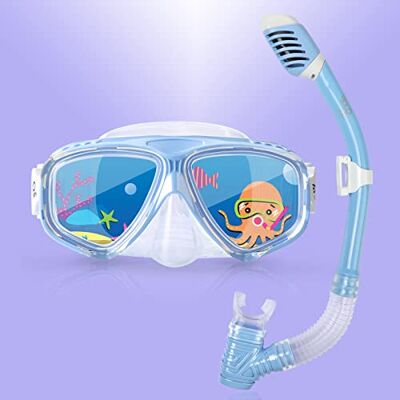 Vision Masque de plongée avec Tuba pour Enfants, Masque de plongée Anti-buée avec Vue panoramique à 180 ° pour garçons et Filles avec Couvre-Nez, équipement de plongée avec Tuba pour Junior (Ensemble Bleu) - Publicité Vision Masque de plongée avec Tuba pour Enfants, Masque de plongée Anti-buée avec Vue panoramique à 180 ° pour garçons et Filles avec Couvre-Nez, équipement de plongée avec Tuba pour Junior (Ensemble Bleu) - Publicité