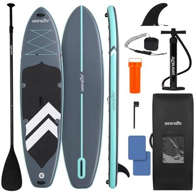 SereneLife Paddle Gonflable Adulte XL 350-370 cm – Stand Up Paddle Familial Stable pour 2 Adultes et 1 Enfant, Capacité 205 kg, Siège Inclus, Tapis EVA Antidérapant et Kit Complet - Publicité SereneLife Paddle Gonflable Adulte XL 350-370 cm – Stand Up Paddle Familial Stable pour 2 Adultes et 1 Enfant, Capacité 205 kg, Siège Inclus, Tapis EVA Antidérapant et Kit Complet - Publicité