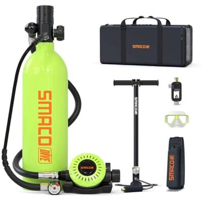 SMACO Mini Bouteille de Plongée Rechargeable 1L Petite Bouteille de Plongee sous-Marine Mini Bouteille d'oxygène Plongee pour Respirer sous l'eau Nettoyage du Bateau Source d'air de Secours S400 Pro - Publicité SMACO Mini Bouteille de Plongée Rechargeable 1L Petite Bouteille de Plongee sous-Marine Mini Bouteille d'oxygène Plongee pour Respirer sous l'eau Nettoyage du Bateau Source d'air de Secours S400 Pro - Publicité