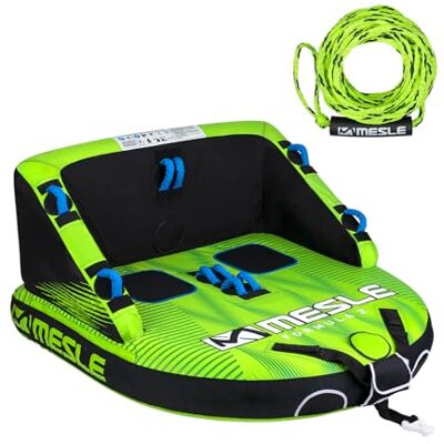 Mesle Pack Bouée Tractée Formula 2-4 Personnes avec Corde, Gonflable Bouée Tractable Bateau - Publicité Mesle Pack Bouée Tractée Formula 2-4 Personnes avec Corde, Gonflable Bouée Tractable Bateau - Publicité