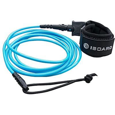 iBOARD Laisse de planche à pagaie, laisse de surf à tour unique pour longboard, paddleboard, planche de surf de 5,5 mm Corde enroulée de 3 m Noir et bleu - Publicité iBOARD Laisse de planche à pagaie, laisse de surf à tour unique pour longboard, paddleboard, planche de surf de 5,5 mm Corde enroulée de 3 m Noir et bleu - Publicité
