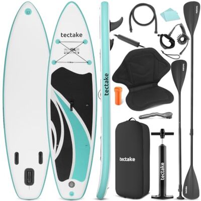 tectake® Planche de Stand-up Paddle Gonflable 320 cm, Siège de Kayak Capacité 200 kg, Pont antidérapant EVA, Pagaie double réglable, Drop-Stitch, Pompe à air, Sac à dos, Divers Coloris - Publicité tectake® Planche de Stand-up Paddle Gonflable 320 cm, Siège de Kayak Capacité 200 kg, Pont antidérapant EVA, Pagaie double réglable, Drop-Stitch, Pompe à air, Sac à dos, Divers Coloris - Publicité