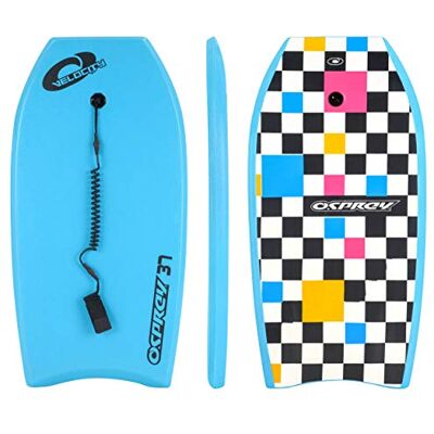 Osprey Planche de Bodyboard de 94 cm pour Enfants et Petits Adultes, Planche de Boogie légère avec Laisse, Noyau Durable pour Le Surf et Le bodysurf, Bleu Velocity - Publicité Osprey Planche de Bodyboard de 94 cm pour Enfants et Petits Adultes, Planche de Boogie légère avec Laisse, Noyau Durable pour Le Surf et Le bodysurf, Bleu Velocity - Publicité