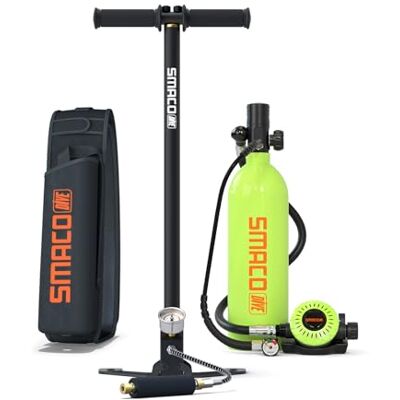 SMACO Mini Bouteille de Plongée Rechargeable 1L Petite Bouteille de Plongee sous-Marine Mini Bouteille d'oxygène Plongee pour Respirer sous l'eau Nettoyage du Bateau Source d'air de Secours S400 Pro - Publicité SMACO Mini Bouteille de Plongée Rechargeable 1L Petite Bouteille de Plongee sous-Marine Mini Bouteille d'oxygène Plongee pour Respirer sous l'eau Nettoyage du Bateau Source d'air de Secours S400 Pro - Publicité