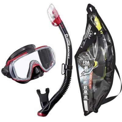 Tusa Sport Dive Mask and Snorkel Set Adult Black Series (UC3125) Black/Metallic Dark Red - Publicité Tusa Sport Dive Mask and Snorkel Set Adult Black Series (UC3125) Black/Metallic Dark Red - Publicité
