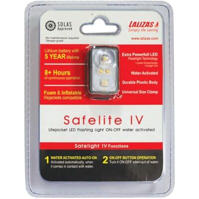 Lalizas Lumière de gilet parallèle Safelite Iv activé par l'eau, On-Off, Code, Uscg,Solas/Med - Publicité Lalizas Lumière de gilet parallèle Safelite Iv activé par l'eau, On-Off, Code, Uscg,Solas/Med - Publicité