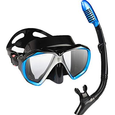 Vision Masque de plongée en apnée, Masque de Natation panoramique HD, Lunettes trempées Anti-buée, Lunettes de plongée, Masque de plongée en apnée pour la plongée en apnée à Sec, Natation (Blue Set) - Publicité Vision Masque de plongée en apnée, Masque de Natation panoramique HD, Lunettes trempées Anti-buée, Lunettes de plongée, Masque de plongée en apnée pour la plongée en apnée à Sec, Natation (Blue Set) - Publicité
