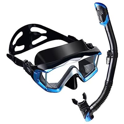 Vision Kit de plongée avec tuba pour adultes, masque de plongée professionnel anti-buée, masque de plongée sec pour la plongée en apnée, la natation (bleu kit de plongée 3) - Publicité Vision Kit de plongée avec tuba pour adultes, masque de plongée professionnel anti-buée, masque de plongée sec pour la plongée en apnée, la natation (bleu kit de plongée 3) - Publicité
