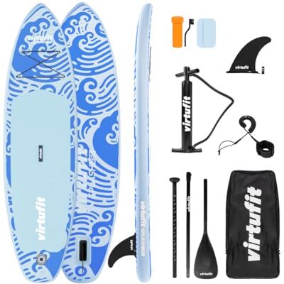 VirtuFit Splash Planche SUP 255 cm Wave Blue – Planche de stand up paddle gonflable pour enfants et adultes jusqu'à 100 kg – Kit complet avec pagaie, pompe, laisse, aileron et sac à dos - Publicité VirtuFit Splash Planche SUP 255 cm Wave Blue – Planche de stand up paddle gonflable pour enfants et adultes jusqu'à 100 kg – Kit complet avec pagaie, pompe, laisse, aileron et sac à dos - Publicité