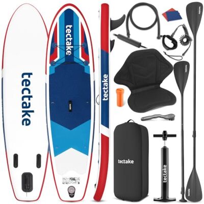 tectake® Planche de Stand-up Paddle Gonflable 2 en 1, 288 cm, Drop-Stitch Siège Kayak, Stable, Antidérapante et Légère, Pompe, 3 Ailerons, Sac à dos, Pagaie double réglable, Pagaie simple, Max. 200kg - Publicité tectake® Planche de Stand-up Paddle Gonflable 2 en 1, 288 cm, Drop-Stitch Siège Kayak, Stable, Antidérapante et Légère, Pompe, 3 Ailerons, Sac à dos, Pagaie double réglable, Pagaie simple, Max. 200kg - Publicité