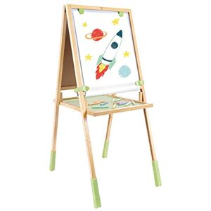 Hape Tableau Enfant 2 en 1 en Bamboo Tableau Double Face Évolutif sur Pieds Pliable Face Magnétique Pour Feutre et Face Ardoise Pour Craie Fille & Garçon - Publicité