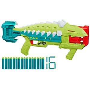 Nerf DinoSquad Armorstrike Blaster à fléchettes, Barillet Rotatif 8 fléchettes, poignée, 16 fléchettes Elite, Design d'ankylosaure - Publicité Nerf DinoSquad Armorstrike Blaster à fléchettes, Barillet Rotatif 8 fléchettes, poignée, 16 fléchettes Elite, Design d'ankylosaure - Publicité
