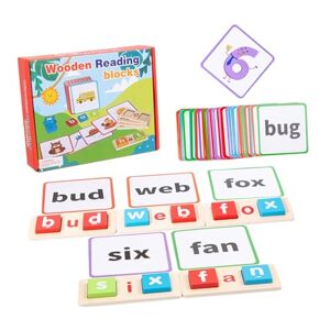 Harilla Blocs de lecture en bois, jeux d'orthographe de mots CVC, jouet éducatif d'apprentissage de la vue et des sorts à la maternelle pour les enfants de 3, Rouge - Publicité