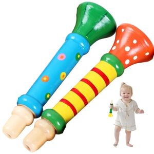 Peosaard Trompette pour tout-petits, trompette jouet 2 pièces petite en bois mignonne et sûre pour faire semblant de jouer des instruments de musique amusants pour les tout-petits 1 à 3 ans, couleur aléato - Publicité Peosaard Trompette pour tout-petits, trompette jouet 2 pièces petite en bois mignonne et sûre pour faire semblant de jouer des instruments de musique amusants pour les tout-petits 1 à 3 ans, couleur aléato - Publicité
