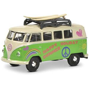 Schuco VW T1 Bus Surfeur avec Barres de Toit et 2 Planches Échelle 1/64 Vert/Gris, 452022800 - Publicité