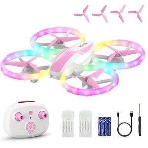 Vilepe Drone Enfant, Mini Avion Télécommandé avec Lumières LED, 360°Rotation, Décollage en Un clic et 2 Batteries, Idéal Jeux Intérieur et Extérieur, Jouet Cadeau pour Garçons et Filles (Rose) - Publicité Vilepe Drone Enfant, Mini Avion Télécommandé avec Lumières LED, 360°Rotation, Décollage en Un clic et 2 Batteries, Idéal Jeux Intérieur et Extérieur, Jouet Cadeau pour Garçons et Filles (Rose) - Publicité