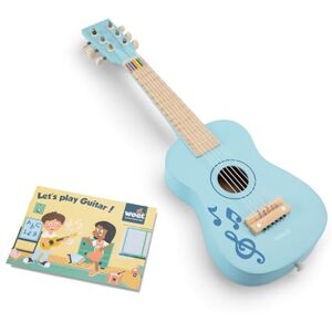 Woet ® Guitare Jouet Bleue en Bois pour Enfants, 6 Cordes en Nylon avec Sangle, Corde de Rechange et Livret Musical Coloré avec 3 Chansons, Instrument Éducatif Débutant, À Partir de 3 Ans - Publicité Woet ® Guitare Jouet Bleue en Bois pour Enfants, 6 Cordes en Nylon avec Sangle, Corde de Rechange et Livret Musical Coloré avec 3 Chansons, Instrument Éducatif Débutant, À Partir de 3 Ans - Publicité
