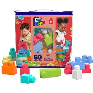 MEGA Bloks, Blocs De Construction, Grand Sac De Construction Rose, Couleurs Classiques, 60 Blocs De Construction Empilables, Jouet Enfant, Jouet pour Enfant de 1 Ans et Plus, DCH54 - Publicité