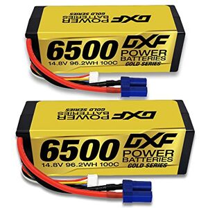 DXF 2PCS 4S 14.8V 6500mAh 100C RC LiPo Battery Hard Case EC5 Connector for RC 1/8 Buggy Truggy Car - Publicité