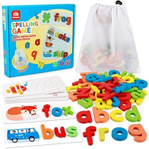 Coogam Voir Orthographe Jouet d'apprentissage en Bois ABC Alphabet Flash Cartes Correspondant Forme Lettre Jeux Montessori Préscolaire Tige Jouets Éducatifs Cadeau pour Tout-Petits Enfants - Publicité